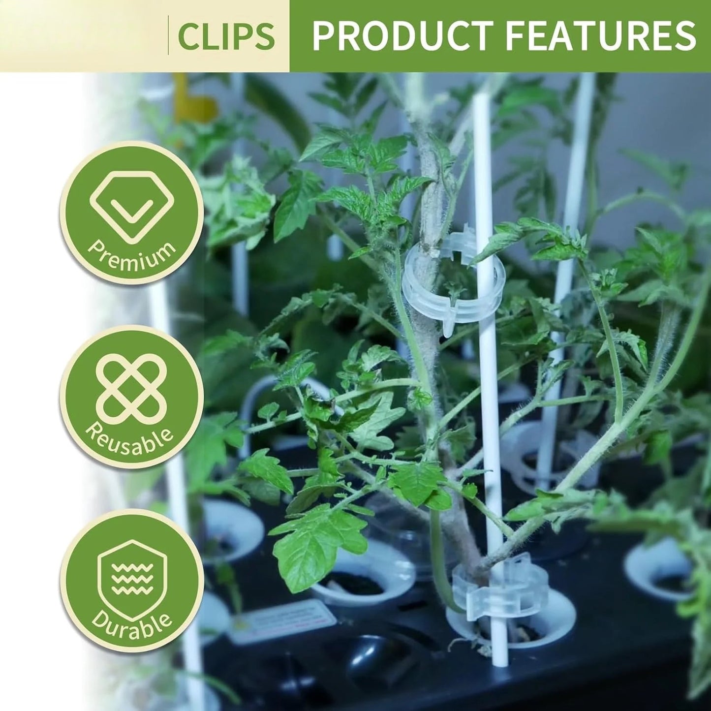 Tomato Clips. Plastic Trellis Clips