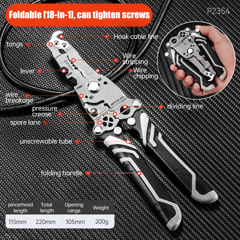 💥2025 New Upgrade💥Multifunctional Folding Wire Stripper-Professional Electrician Tool